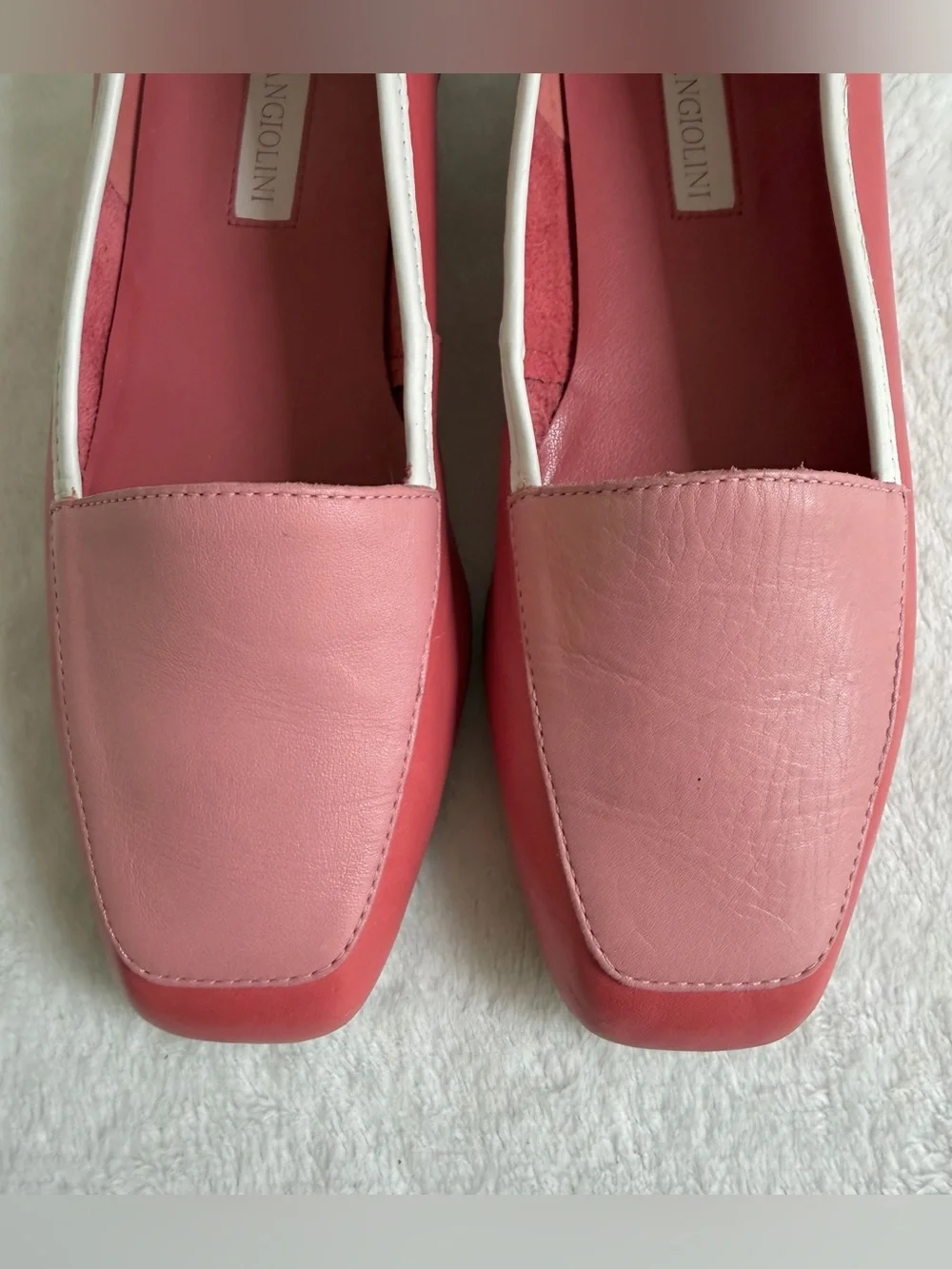 Vintage Enzo Angiolini Liberty Two Toned Pink White Leather Loafers Flats